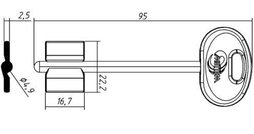 Заготовка ключа МЕТТЭМ-15 | MET15DP | 60.1ПЛ