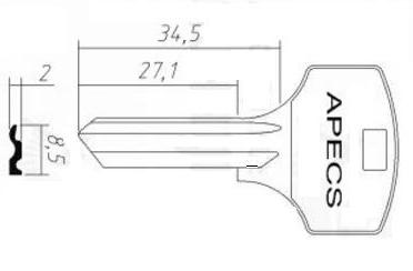 Заготовка ключа APECS | AP-2D | APK1 | APE1 | APEX4